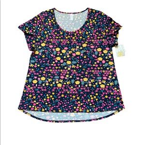 Lularoe Floral Triangle Print Classic T Top